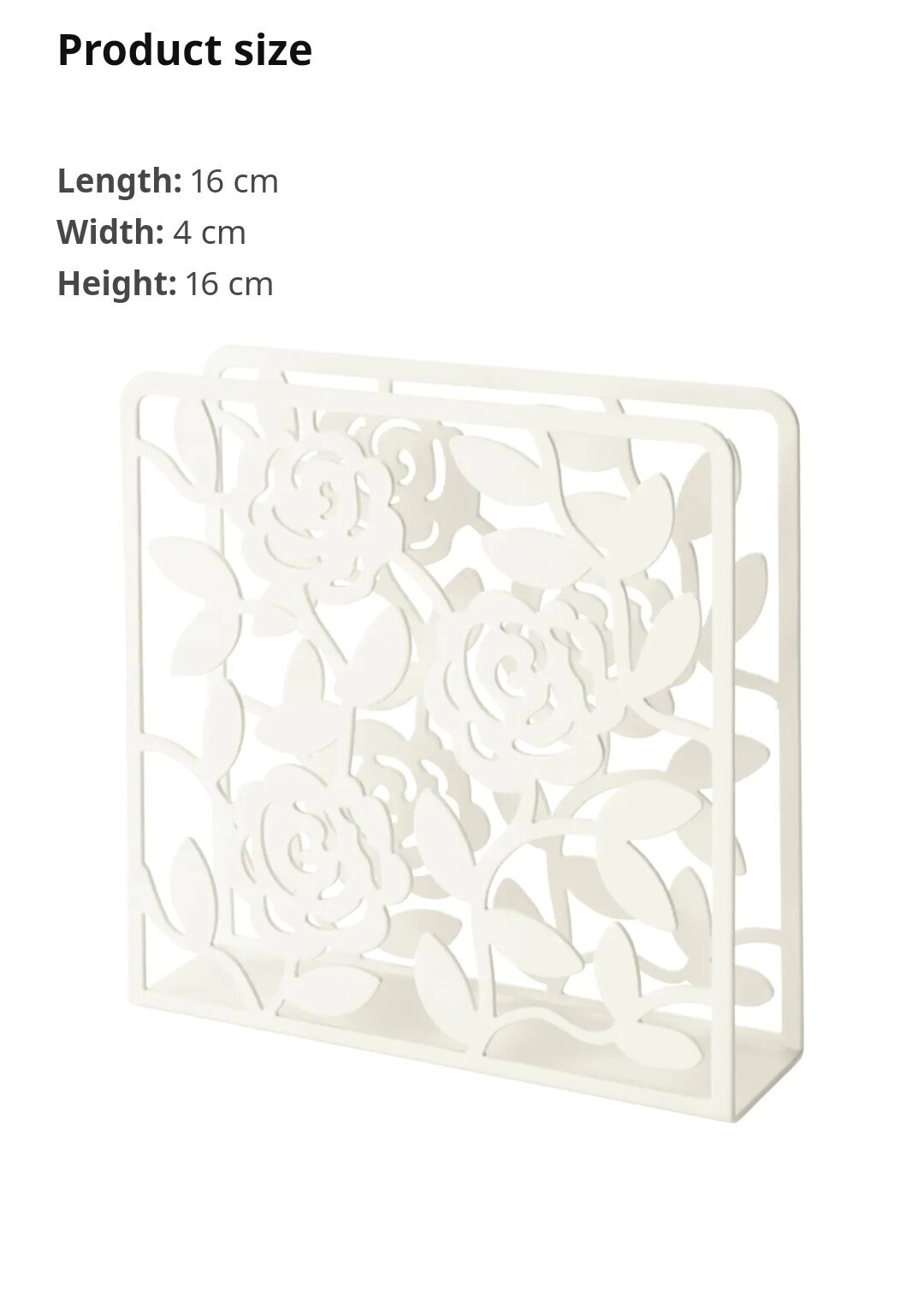  جا دستمال گلدار اصل ایکیا مدل liksidig کد 80209901 رنگ سفید ابعاد 4×16×16 سانتیمتر مناسب انواع دستمال کاغذی سایز 