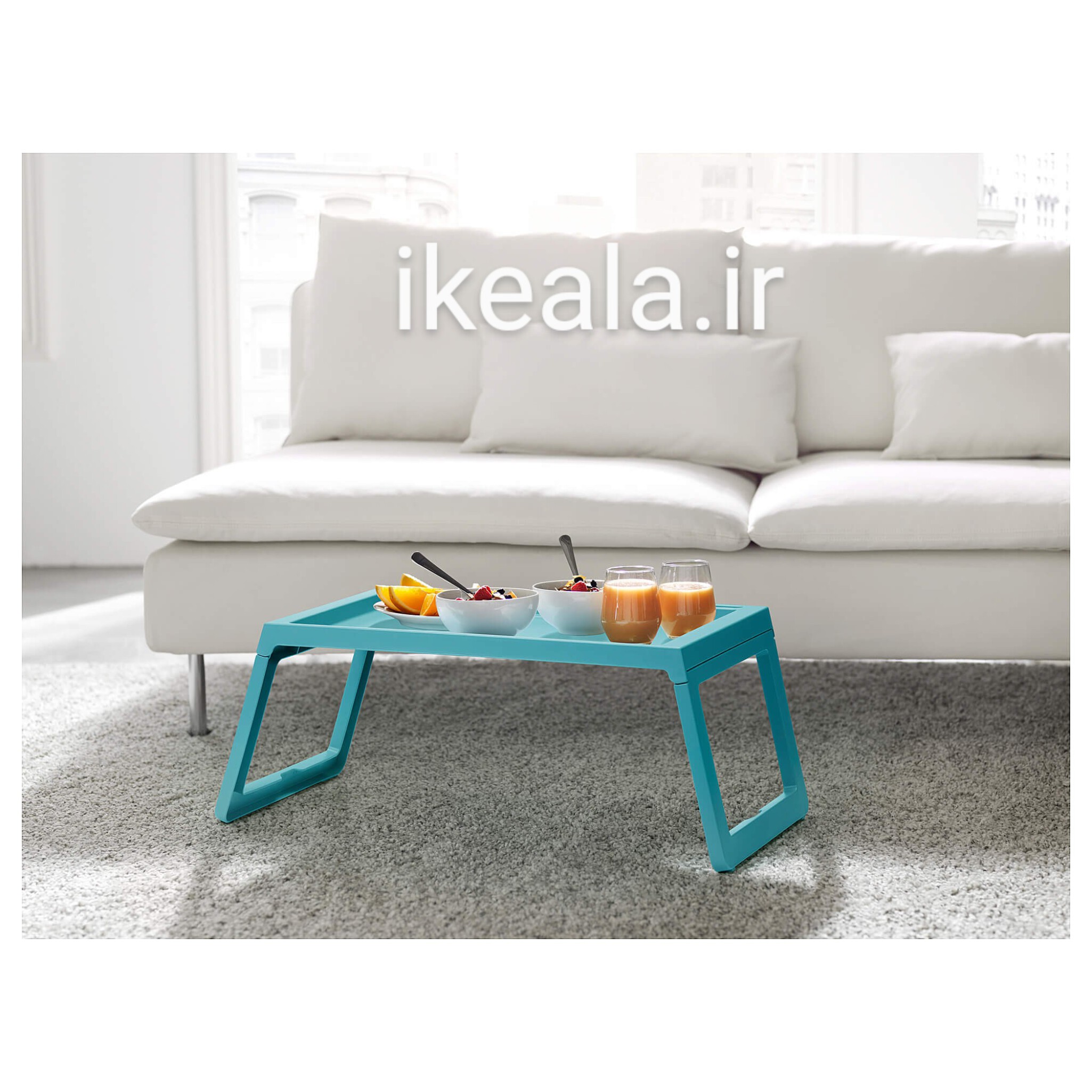  سینی سرو در تختخواب و مبل ایکیا پایه دار با پایه های تاو و کمجا IKEA KLIPSK 