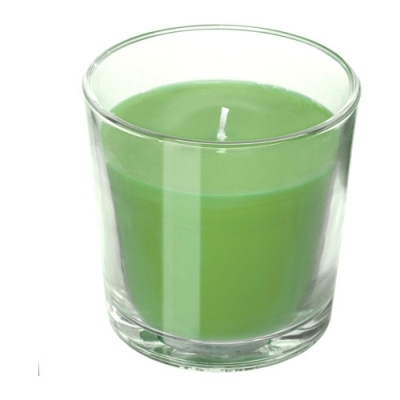 بهترین قیمت خرید شمع لیوانی ایکیا سبز ikea SINNLIG ikeala معطر با رایحه سیب سبز و گلابی زمان سوخت طولانی 25 ساعت 