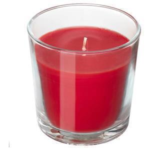  شمع ایکیا لیوانی قرمز SINNLIG  بهترین قیمت خرید شمع لیوانی ایکیا معطر sinnlig رنگ قرمز با رایحه توت فرنگی مدت زمان سو 
